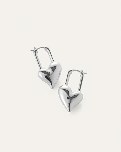 JENNY BIRD | Padlock Heart Earrings | Silver