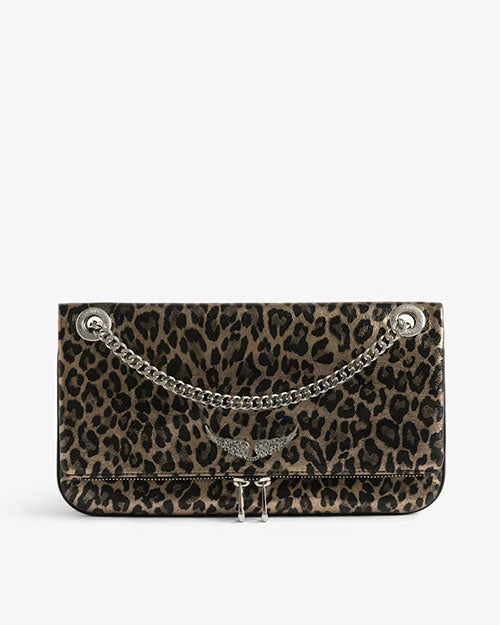 ZADIG & VOLTAIRE | Rock II Metal Leopard Clutch | Silver