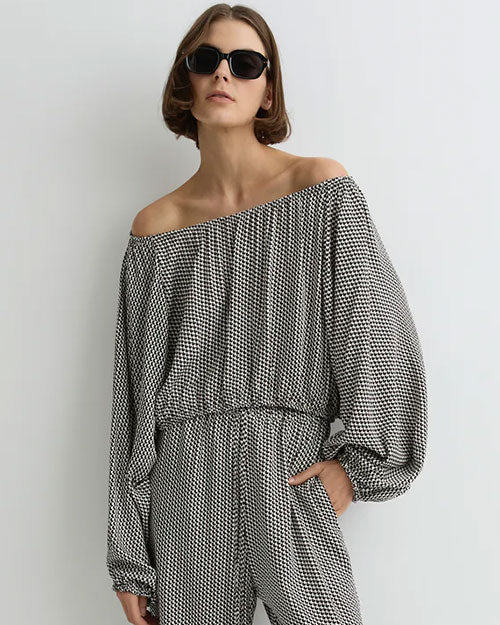 BONDI BORN | Salema Balloon Top | Mocha Dot
