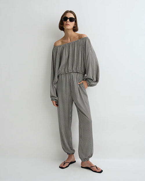 BONDI BORN | Salema Balloon Pant | Mocha Dot