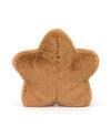 Plush star-shaped toy made of soft brown furry material with five rounded points and a fluffy texture.