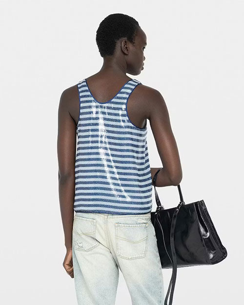 ZADIG & VOLTAIRE | Sequin Striped Tank Top | Sky Blue