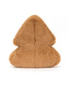 Plush toy shaped like a brown double triangle with a soft, fuzzy texture.