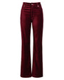 burgundy velvet straight-leg pants