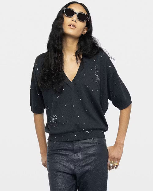 ZADIG & VOLTAIRE | Wully Diamante Sweater | Stone