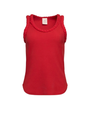 Red tank top with braided neckline on a white background
