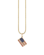 Necklace with a flag-shaped pendant featuring blue, red, and white stones on a white background