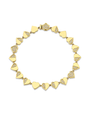 Gold bracelet with heart-shaped links on a white background