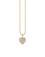 Gold heart-shaped pendant necklace on a white background