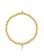 Gold beaded bracelet with a small gold palm tree charm on a white background