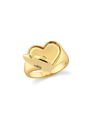 Gold heart-shaped ring with a small diamond on a white background