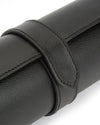 Up-close image of the top grain leather and adjustable snap closure. 