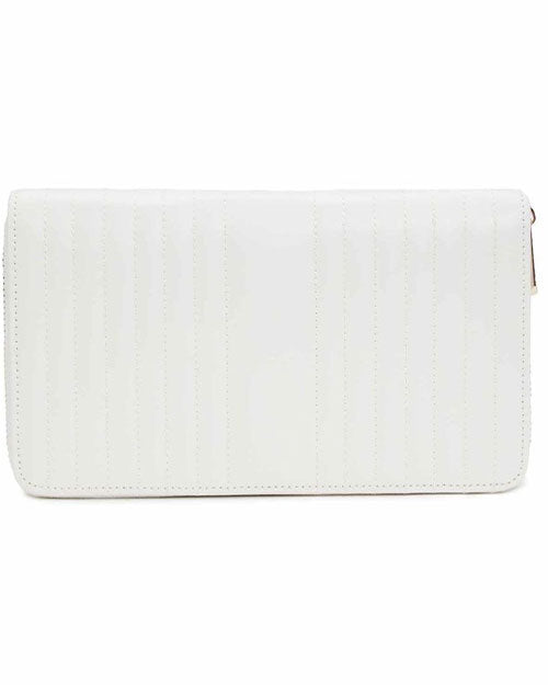 White leather jewelry travel case.