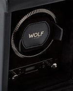 Wolf watch winder designed for a single watch, featuring a timeless British Racing aesthetic, ideal for watch enthusiasts.