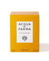 Acqua Parma candle featuring a bright orange color, presented in a stylish box
