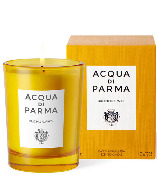 Acqua di Parma bergamot scented candle in a sleek glass container, exuding a fresh aromas.