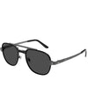 A pair of black-framed sunglasses with smoke lenses. 