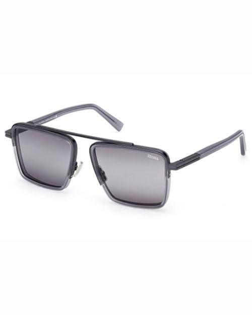 Metal sunglasses with grey lenses, showcasing a sleek and modern design suitable for various occasions.