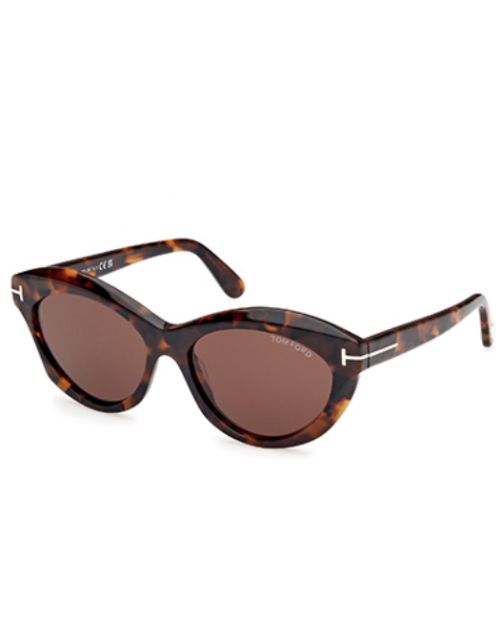 Tom Ford Toni sunglasses featuring Dark Havana frames and brown oval lenses.