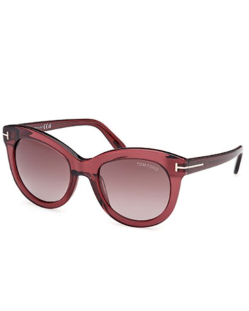 Stylish Tom Ford Odette sunglasses in shiny bordeaux with gradient lenses, showcasing a chic butterfly design for women.