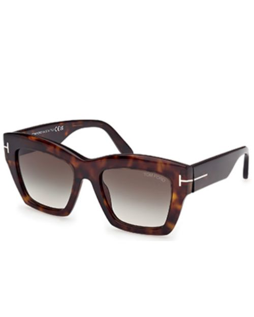  Tom Ford Luna ladies' sunglasses featuring Dark Havana frames and gradient smoke lenses.