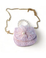 DOE A DEAR | Feather Floral Tweed Kids Purse | Pink