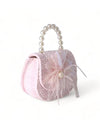 DOE A DEAR | Feather Floral Tweed Kids Purse | Pink