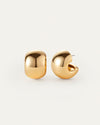 Gold plated round earrings with a smooth finish, elegantly designed for a classic look.