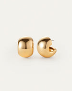 Gold plated round earrings with a smooth finish, elegantly designed for a classic look.