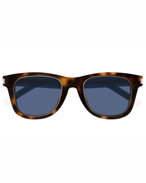 Stylish sunglasses featuring Havana frames and vibrant blue lenses for a chic look.