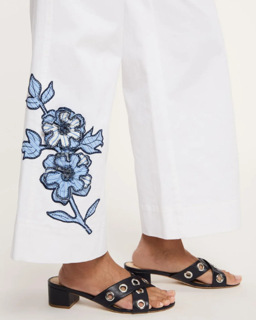 CINQ A SEPT | Striped Floral Mylah Pant | White & Multi