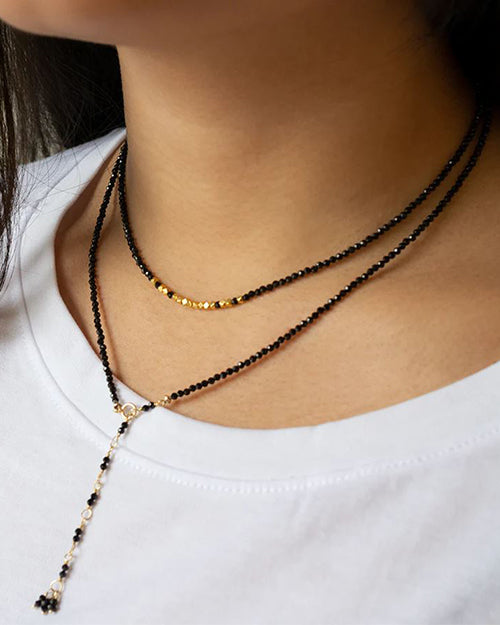 ANNE SPORTUN | Bracelet - Necklace Gold Burst Wrap | Spinel 34"