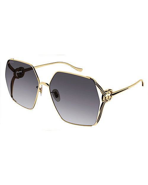 サングラス Gucci Sunglasses GG1190SK 001 Gold Logo Asian Fit GG1181SK Asian Fit sunglasses Black Gold | SmartBuyGlasses US