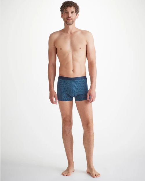 Image of a man facing forward standing wearing men's boxer brief with nautical knot print