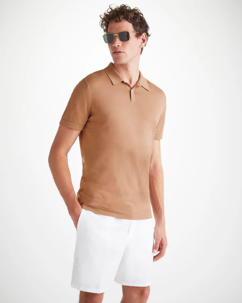 DEREK ROSE | Jacob 1 Sea Island Cotton Shirt | Camel