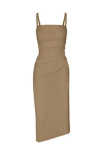 ANEMOS | Nadege Drapped Midi Dress | Taupe