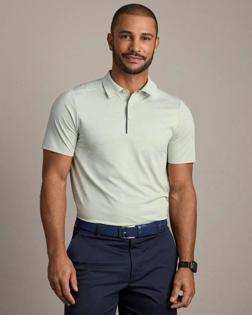 RHONE | Approach Tech Polo | Cool Mint Seersucker