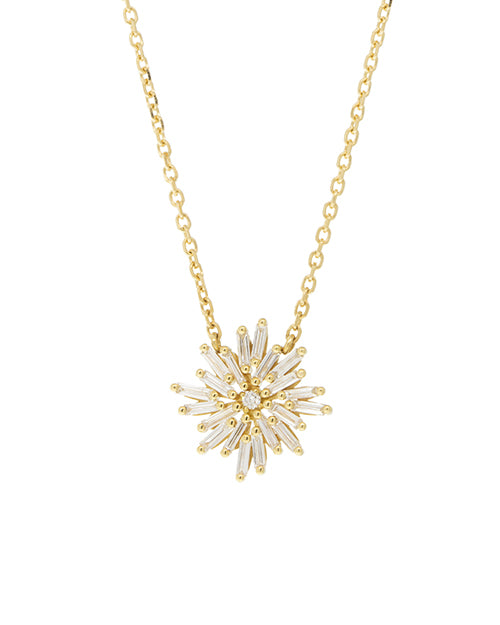 Gold chain necklace with gold and diamond mini star pendant.