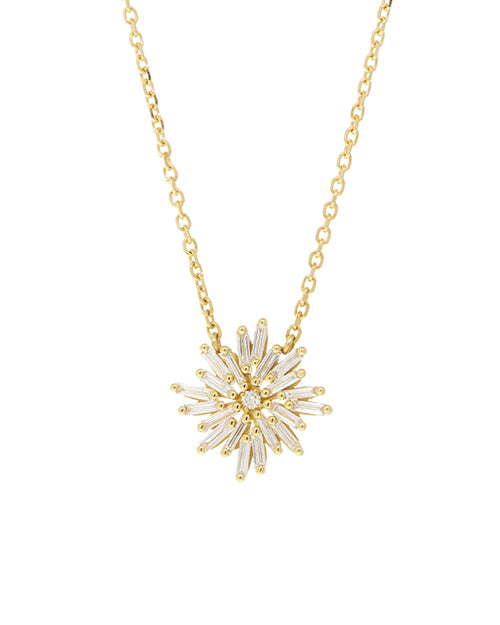 Gold chain necklace with gold and diamond mini star pendant.