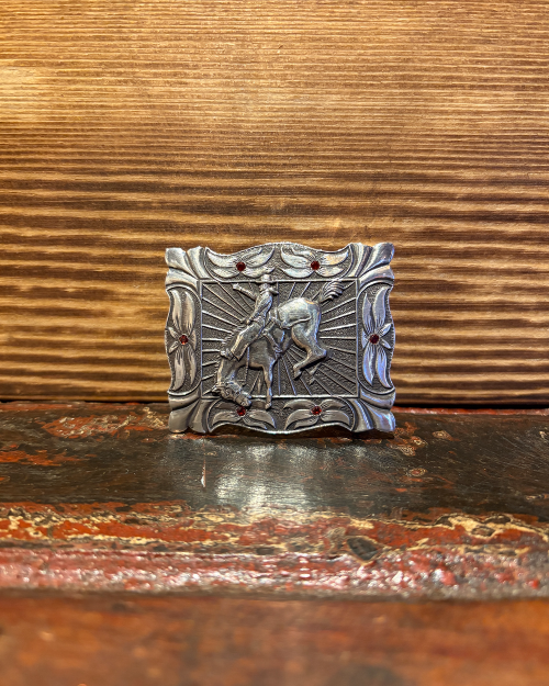 NELSON SILVIA | Buckeroo Belt Buckle | Rubies & Sterling Silver