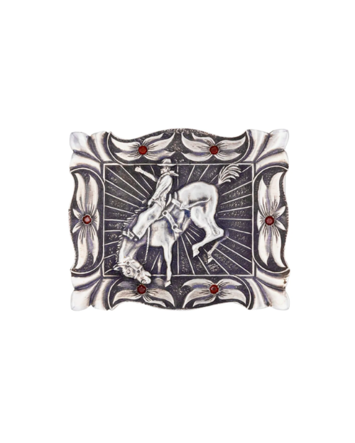 NELSON SILVIA | Buckeroo Belt Buckle | Rubies & Sterling Silver