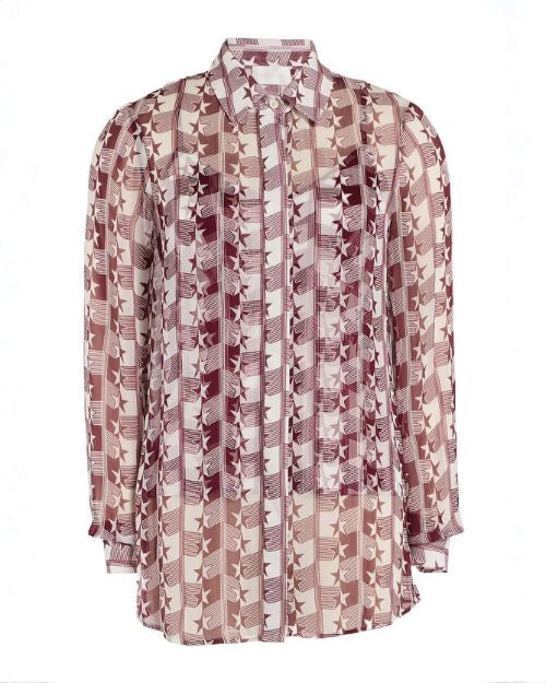 A stylish women's shirt adorned with a checkered pattern, perfect for casual wear.