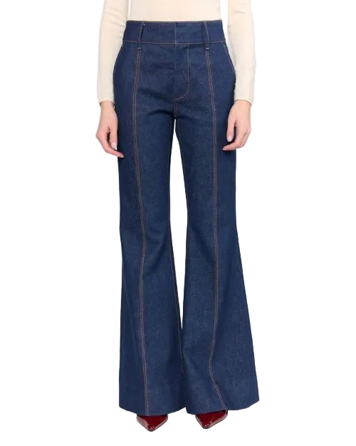 Comfortable denim pants made from a flexible, stretchy fabric.
