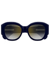  A stylish pair of sunglasses with a blue frame and grey lenses, ideal for adding flair to any outfit.