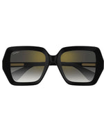 Trendy black sunglasses adorned with Grey lenses, combining fashion and functionality in a sleek design.