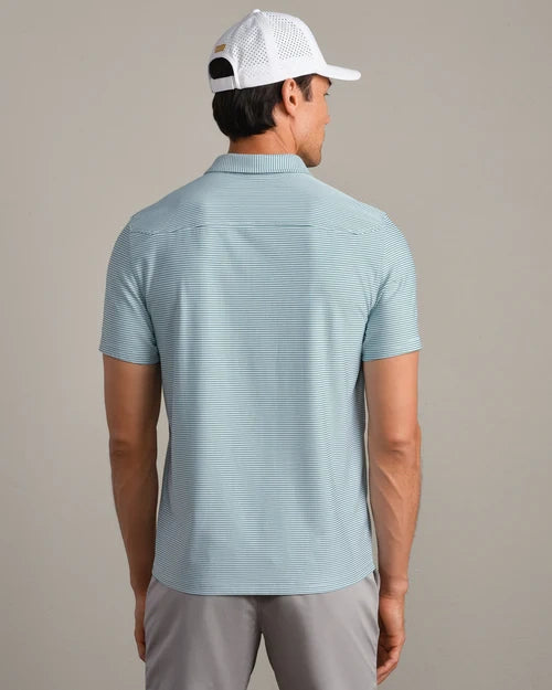 RHONE | Commuter® Polo - Slim | Fern Green Stripe