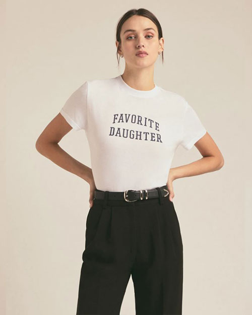 FAVORITE DAUGHTER | The Cropped Collegiate Tee | White