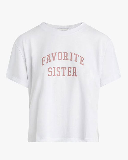 FAVORITE DAUGHTER | Favorite Sister Cropped Collegiate Tee | Bright White