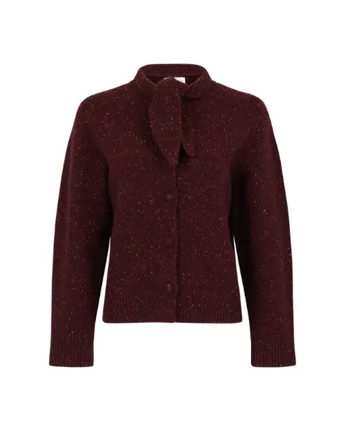 BORN A KENNEDY | Frankie Bow Tie Cardigan | Oxblood & Fleck
