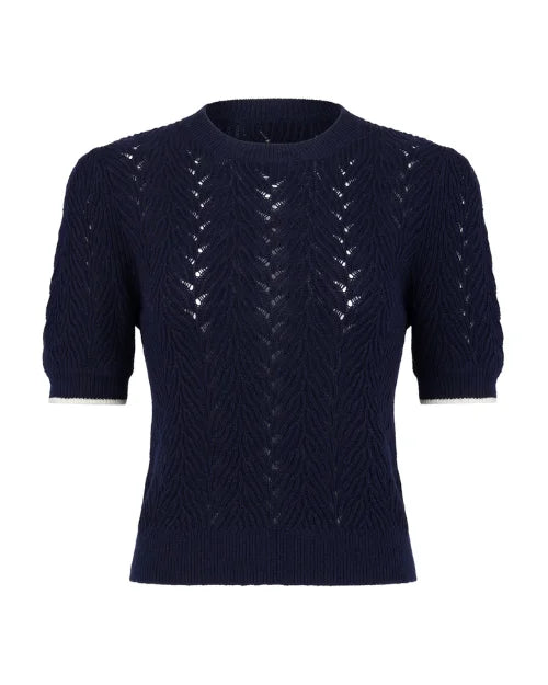 BORN A KENNEDY | Geneva Pointelle Top | Midnight